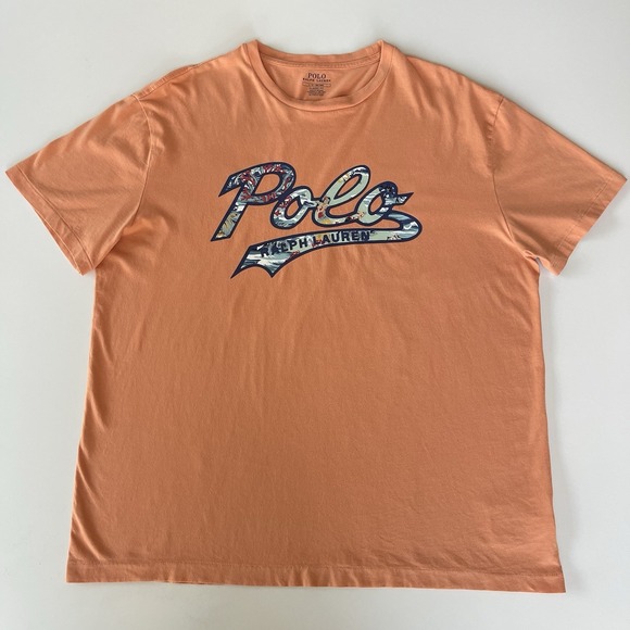 Polo Ralph Lauren Other - Polo Ralph Lauren Men's Shirt Large Orange Hawaiian Script Logo Short Sleeve Tee